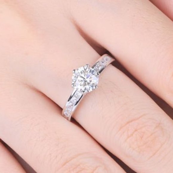 1 Carat Moissanite Solitaire Ring with 925 Sterling Silver Band - Picture 11 of 11